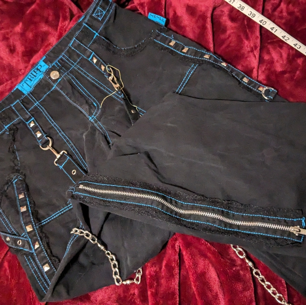 Goth vintage tripp nyc pants bondage chain size 7 y2k small